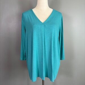 J Jill Wearever Tunic Top XL Petite Pleated A-Line Trapeze Drape Full Flattering